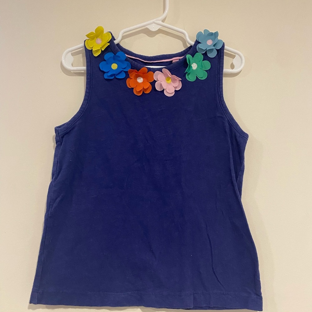 Mini Boden Blue Top with Colorful Floral Accents